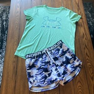 Girls under armor shirt and shorts set